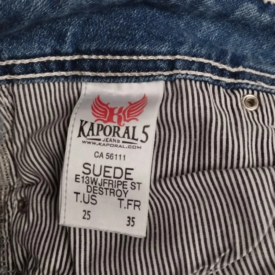 Kaporal suede model jeans - slim fit destroy - low waist - stretchy - light blue - Size 36 – photo 13